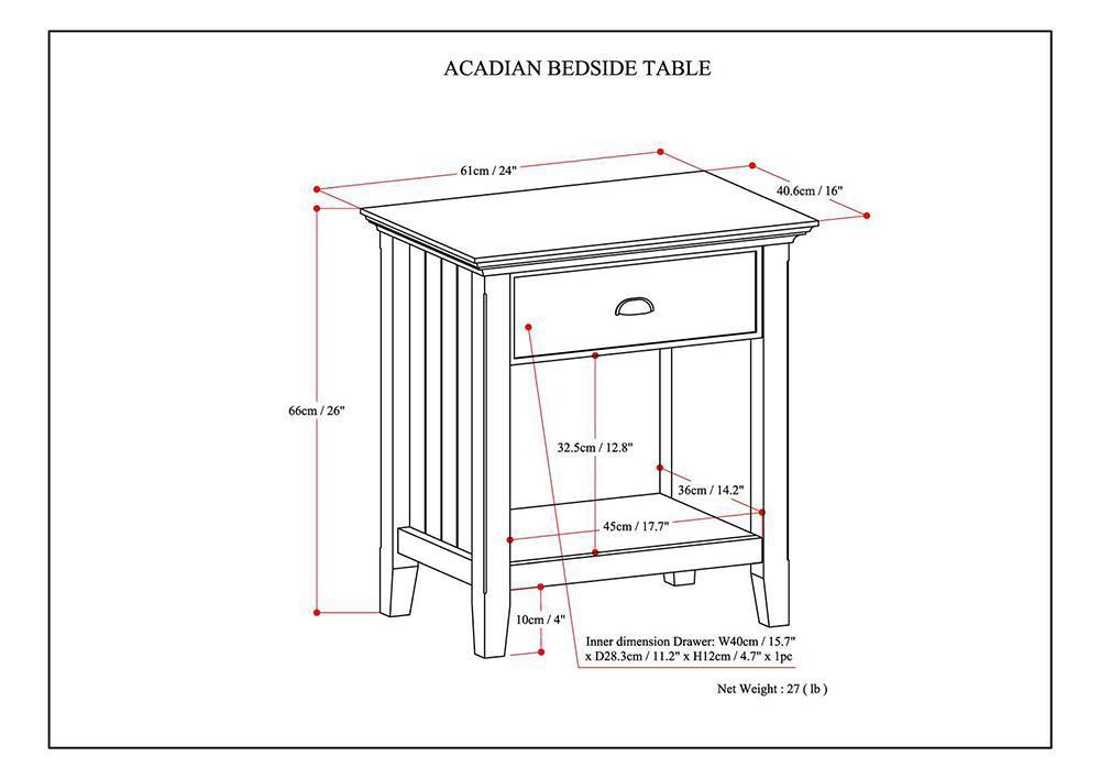 Distressed Grey | Acadian Bedside Table