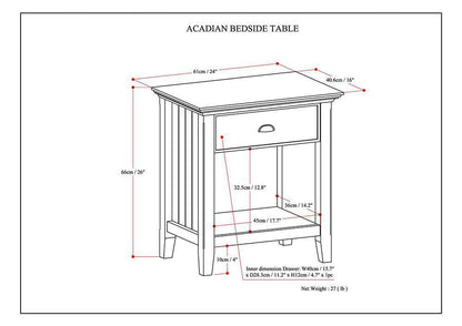 Distressed Grey | Acadian Bedside Table