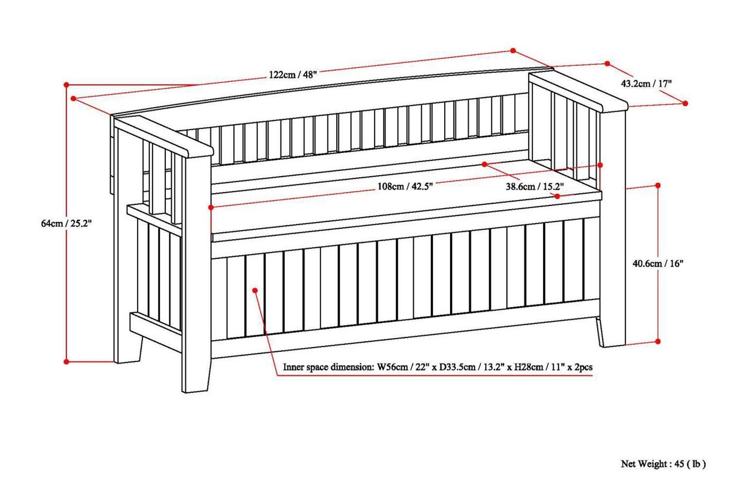 Black | Acadian Entryway Bench