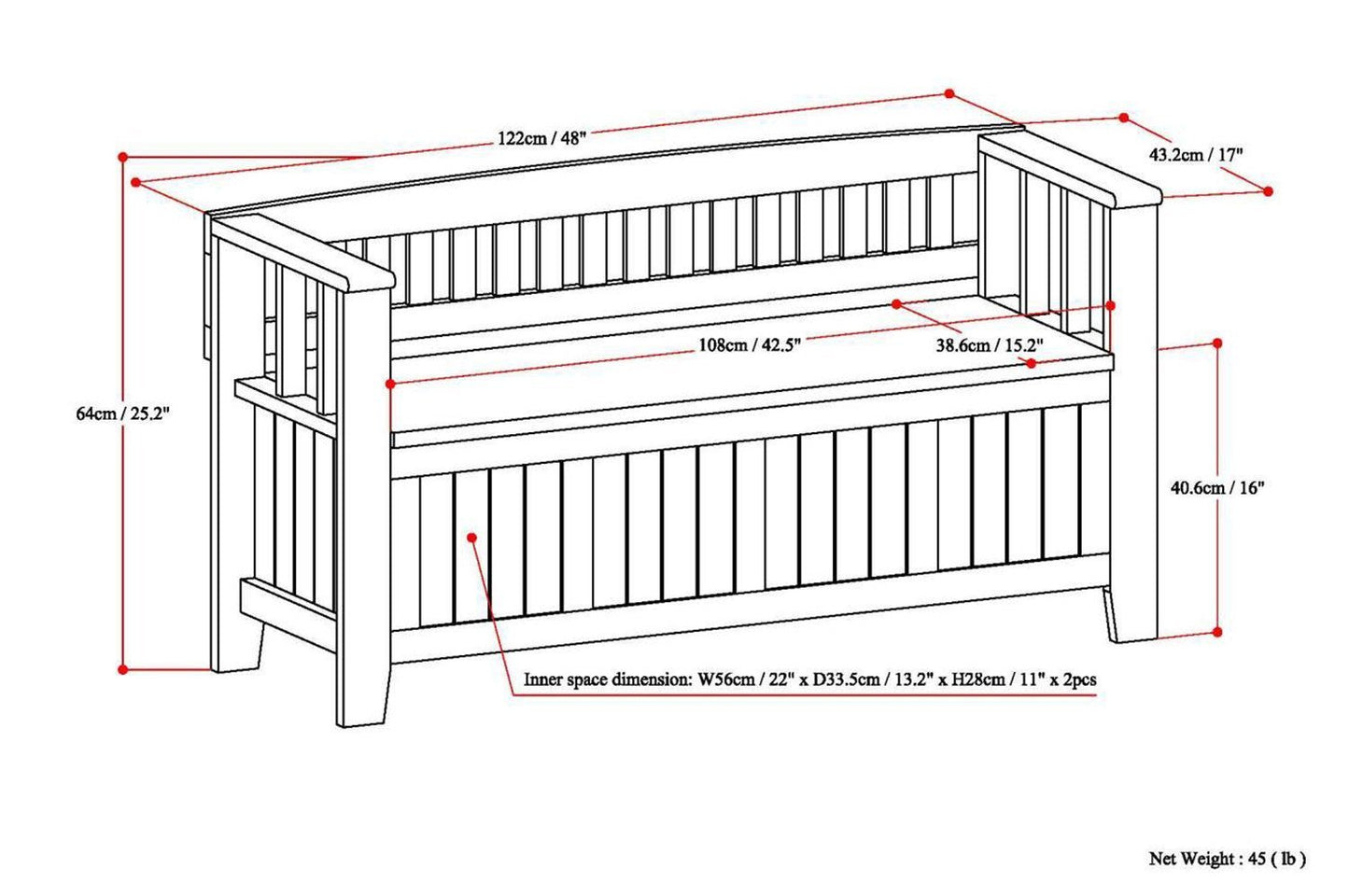 White | Acadian Entryway Bench