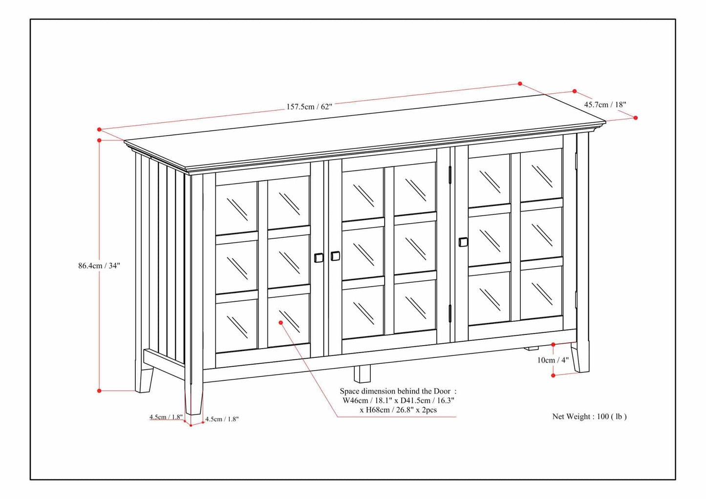 Black | Acadian Wide Storage Cabinet