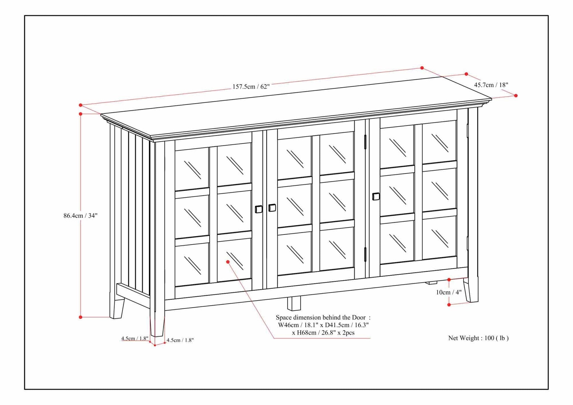 Black | Acadian Wide Storage Cabinet