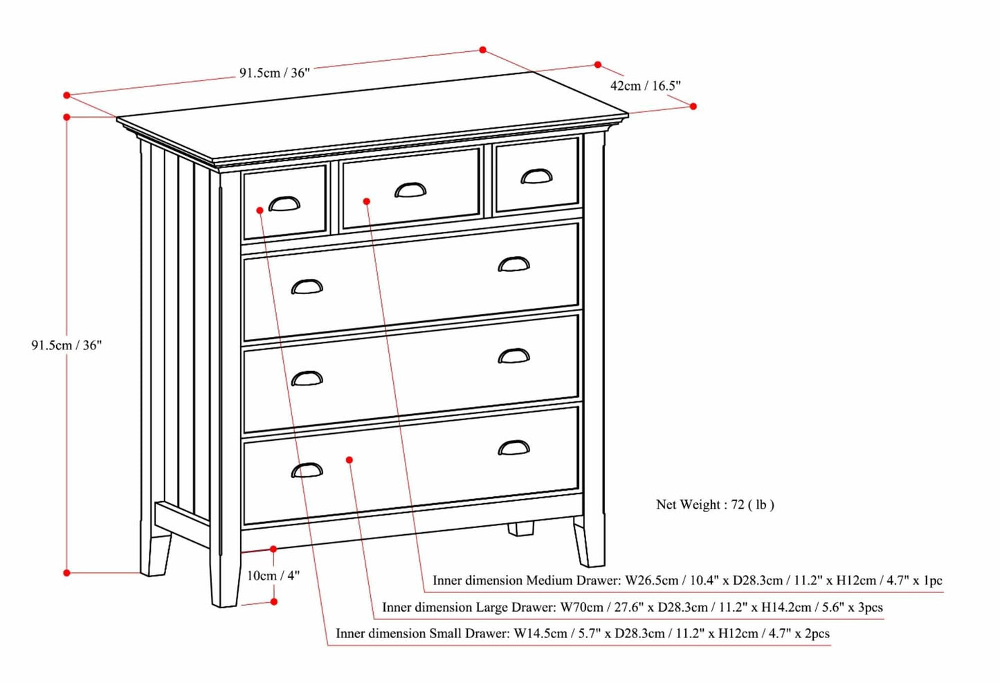 Fog Grey | Acadian Bedroom Chest of Drawers