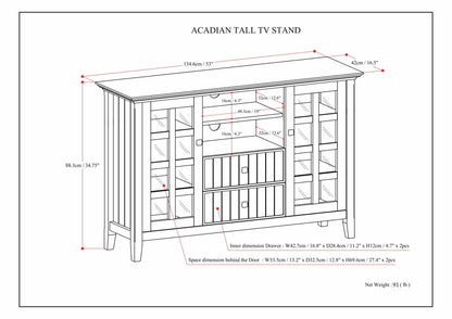 Rustic Natural Aged Brown | Acadian Tall TV Stand