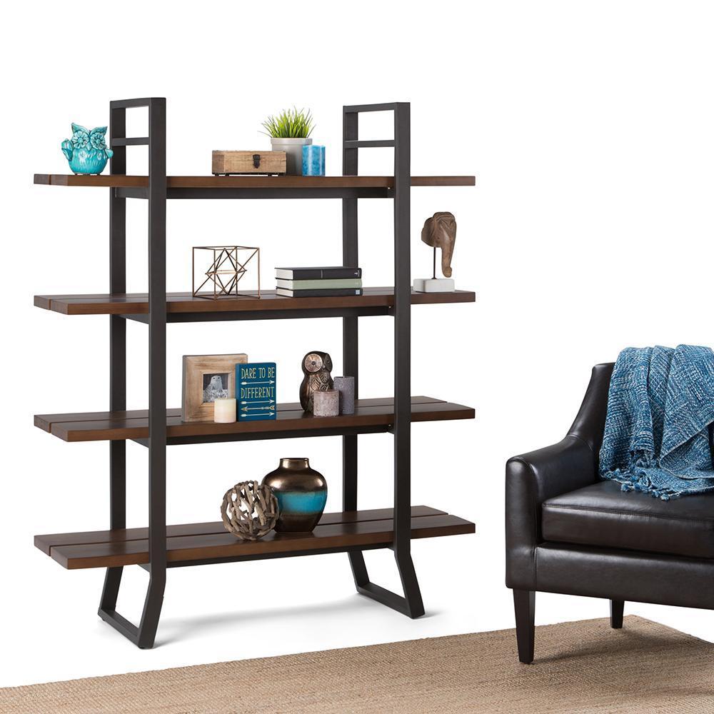 Adler Solid Wood Bookcase in Light Walnut Brown