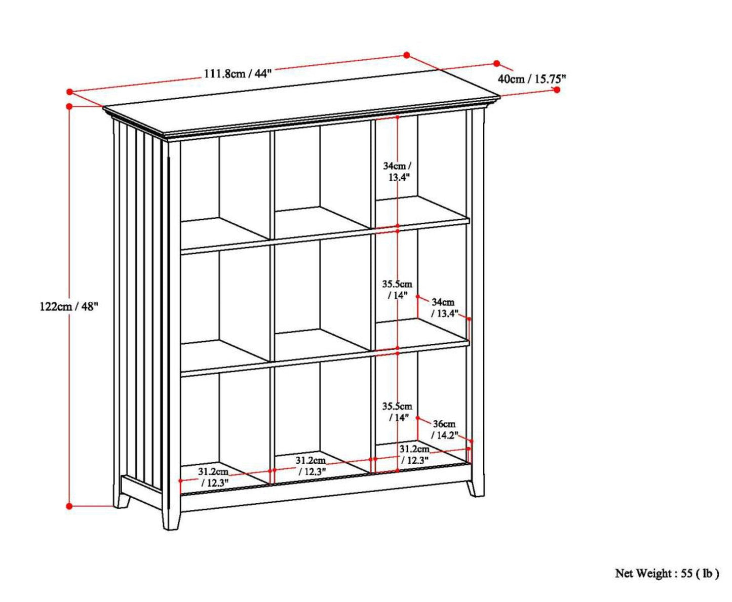 Distressed Grey | Acadian Nine Cube Bookcase & Storage Unit