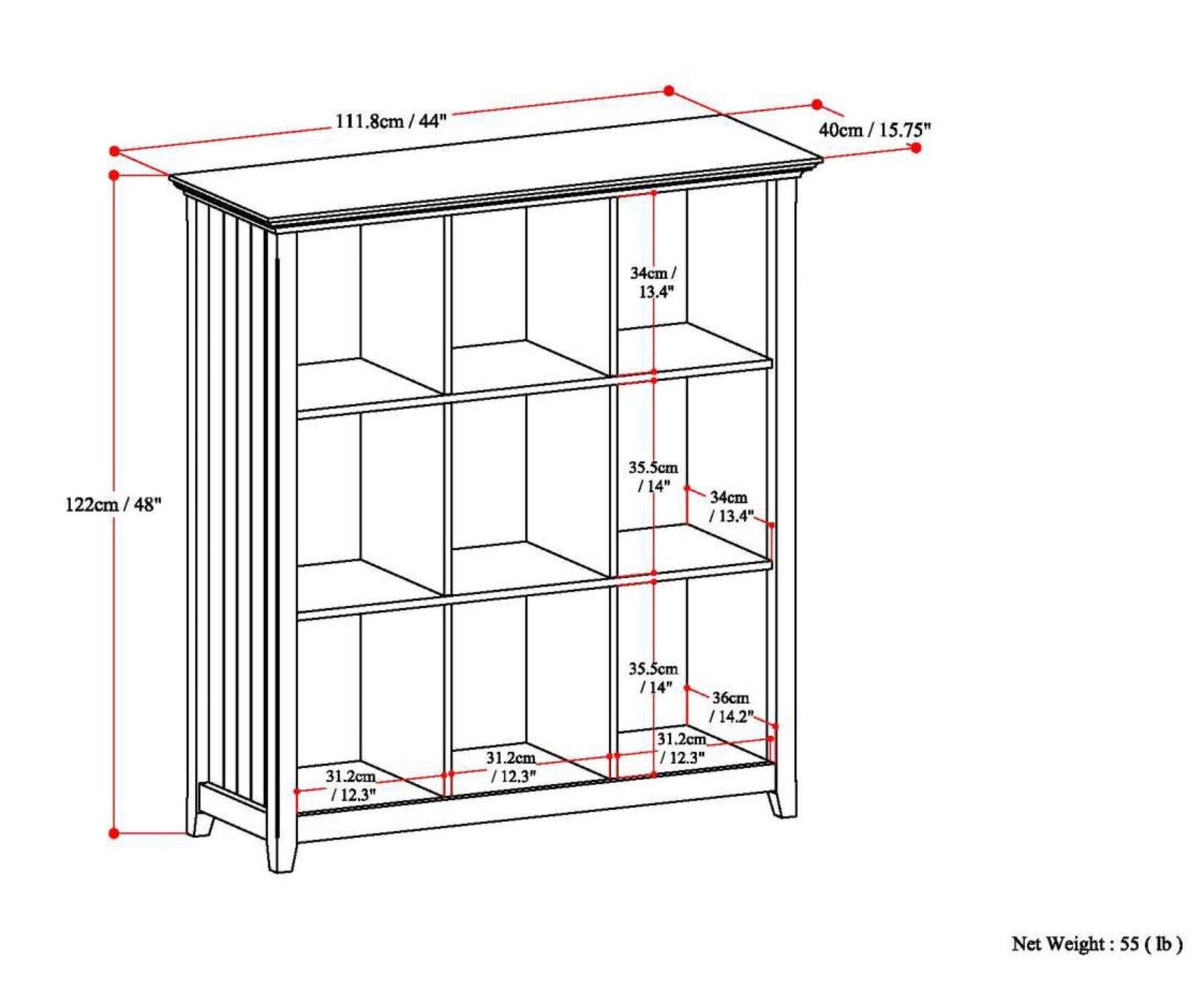 Distressed Grey | Acadian Nine Cube Bookcase & Storage Unit