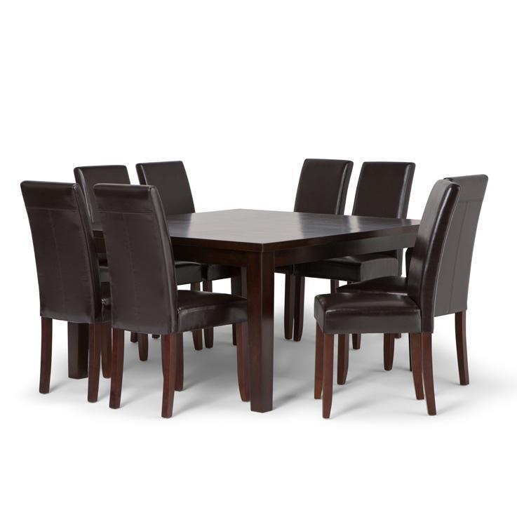 Tanners Brown Vegan Leather | Acadian 9 Piece Dining Set