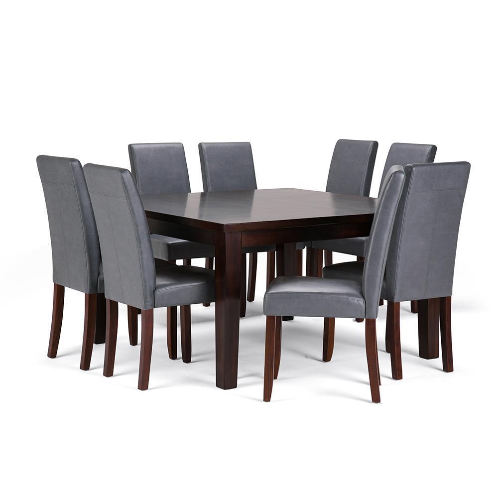 Stone Grey Vegan Leather | Acadian 9 Piece Dining Set