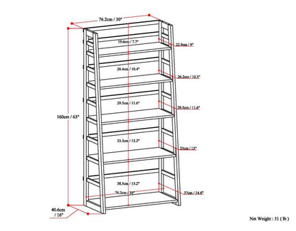 Distressed Grey | Acadian Ladder Shelf Bookcase