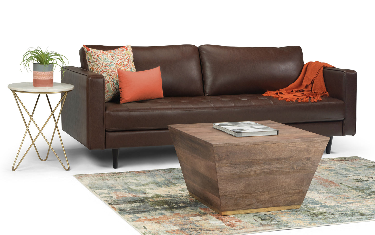 Distressed Dark Brown | Abba Square Coffee Table