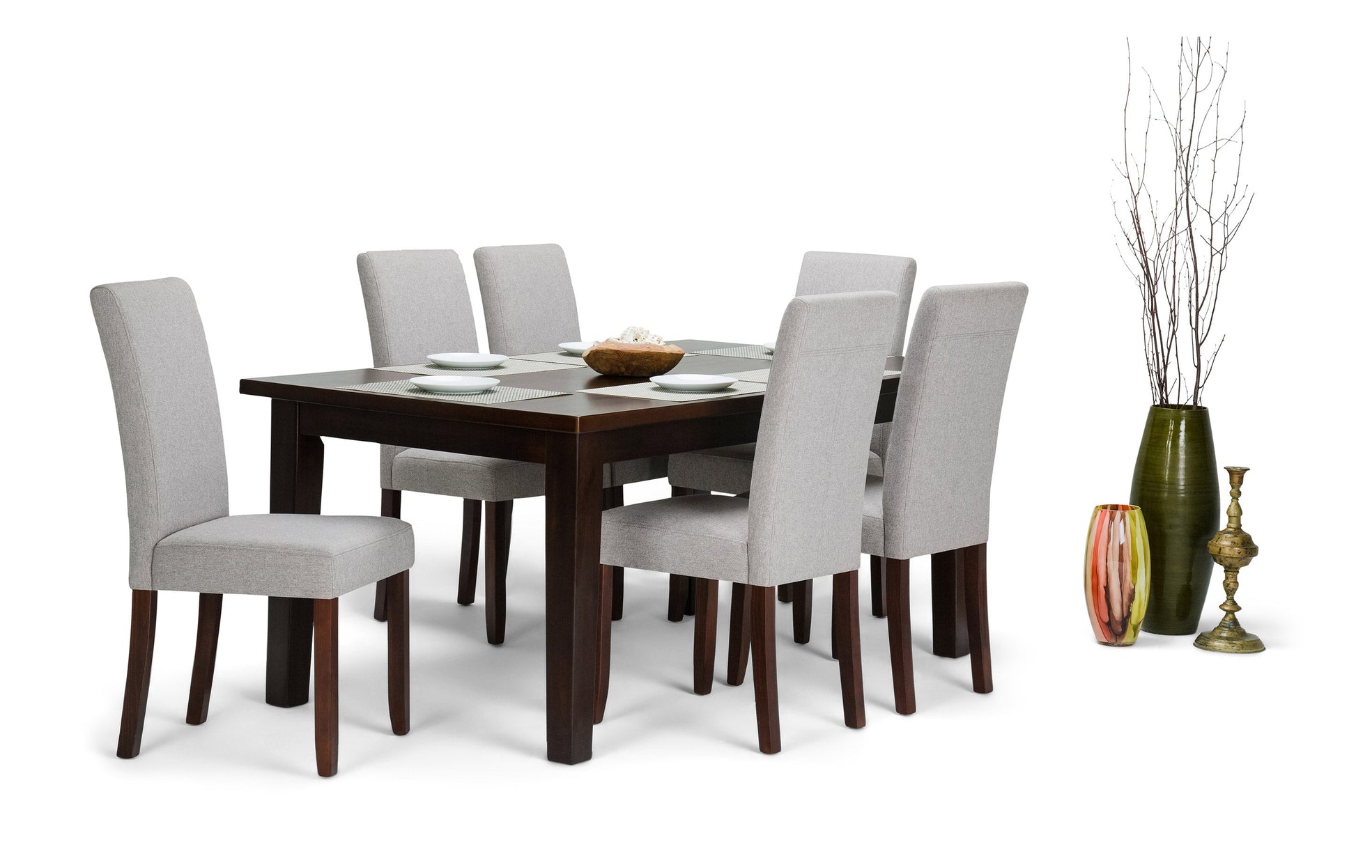 Cloud Grey Linen Style Fabric | Acadian 7 Piece Dining Set