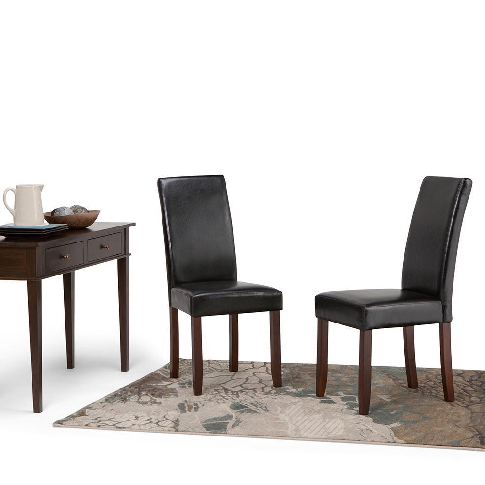 Midnight Black Vegan Leather | Acadian Faux Leather Parson Dining Chair (Set of 2)