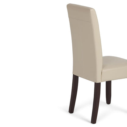 Satin Cream Vegan Leather | Acadian Faux Leather Parson Dining Chair (Set of 2)