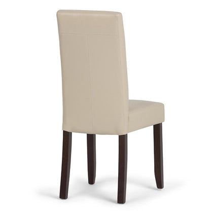 Satin Cream Vegan Leather | Acadian Faux Leather Parson Dining Chair (Set of 2)