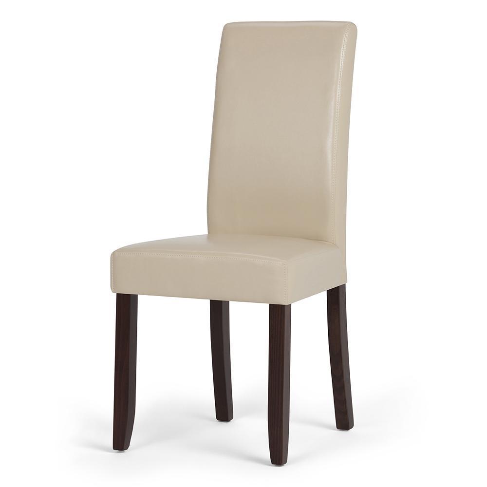 Satin Cream Vegan Leather | Acadian Faux Leather Parson Dining Chair (Set of 2)