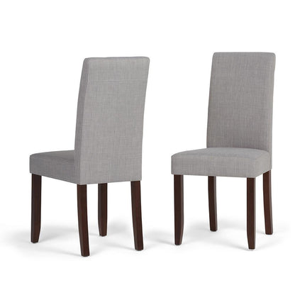 Dove Grey Linen Style Fabric | Acadian Faux Leather Parson Dining Chair (Set of 2)