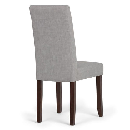 Dove Grey Linen Style Fabric | Acadian Faux Leather Parson Dining Chair (Set of 2)