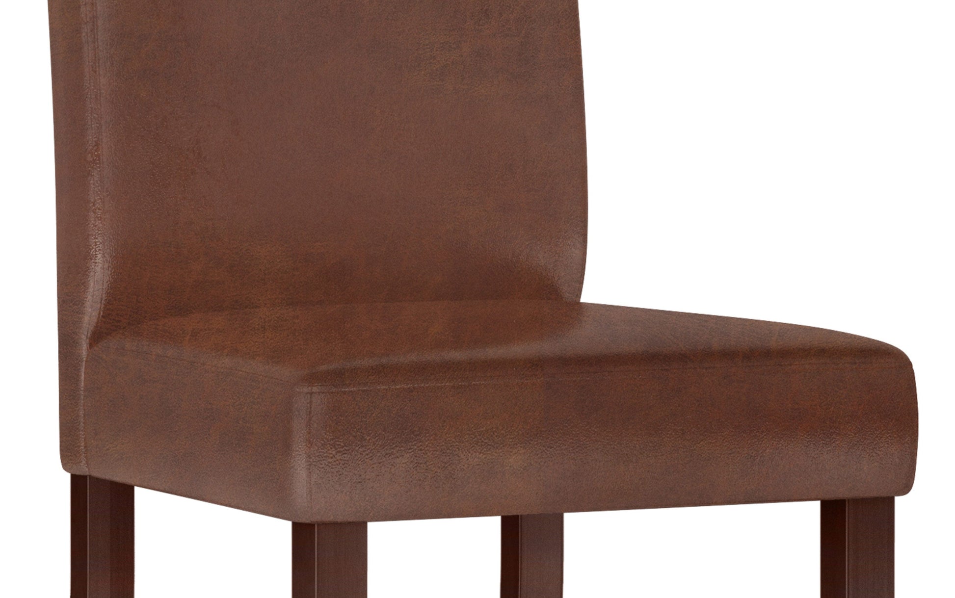 Distressed Saddle Brown Faux Distressed Leather | Acadian 7 Piece Dining Set