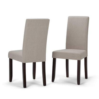 Light Beige Linen Style Fabric | Acadian Linen Look Fabric Parson Dining Chair (Set of 2)