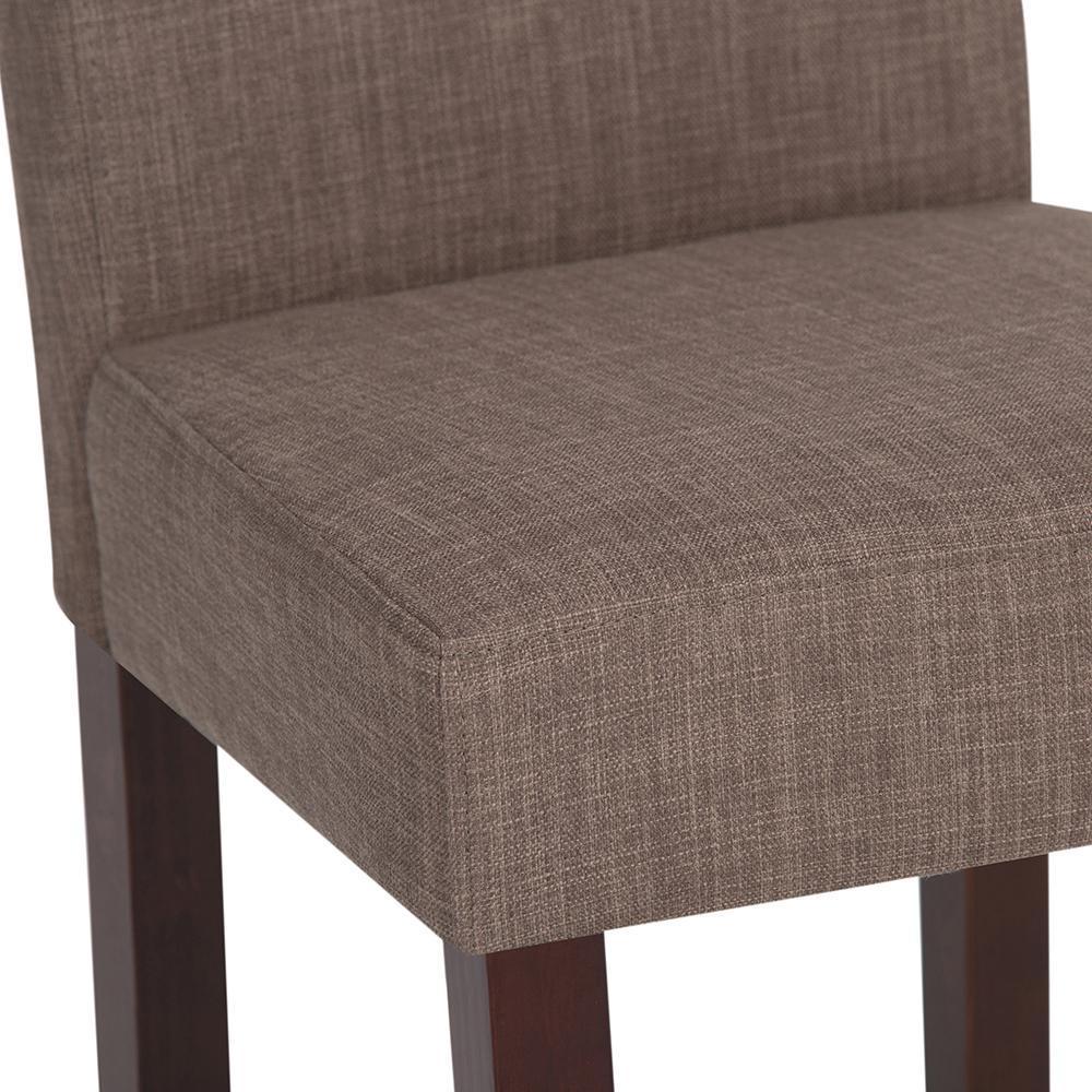 Light Mocha Linen Style Fabric | Acadian Faux Leather Parson Dining Chair (Set of 2)