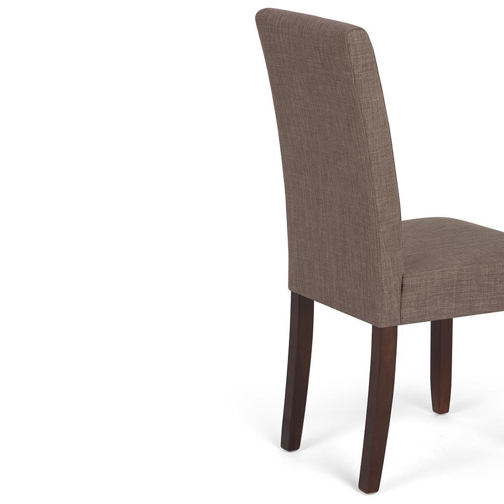 Light Mocha Linen Style Fabric | Acadian Faux Leather Parson Dining Chair (Set of 2)