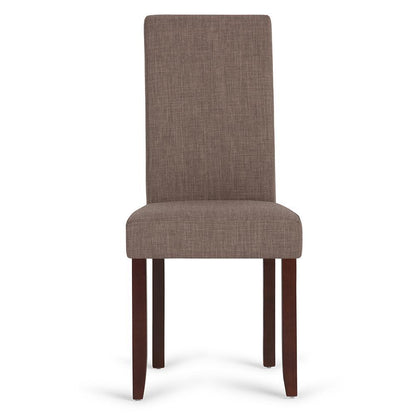 Light Mocha Linen Style Fabric | Acadian Faux Leather Parson Dining Chair (Set of 2)