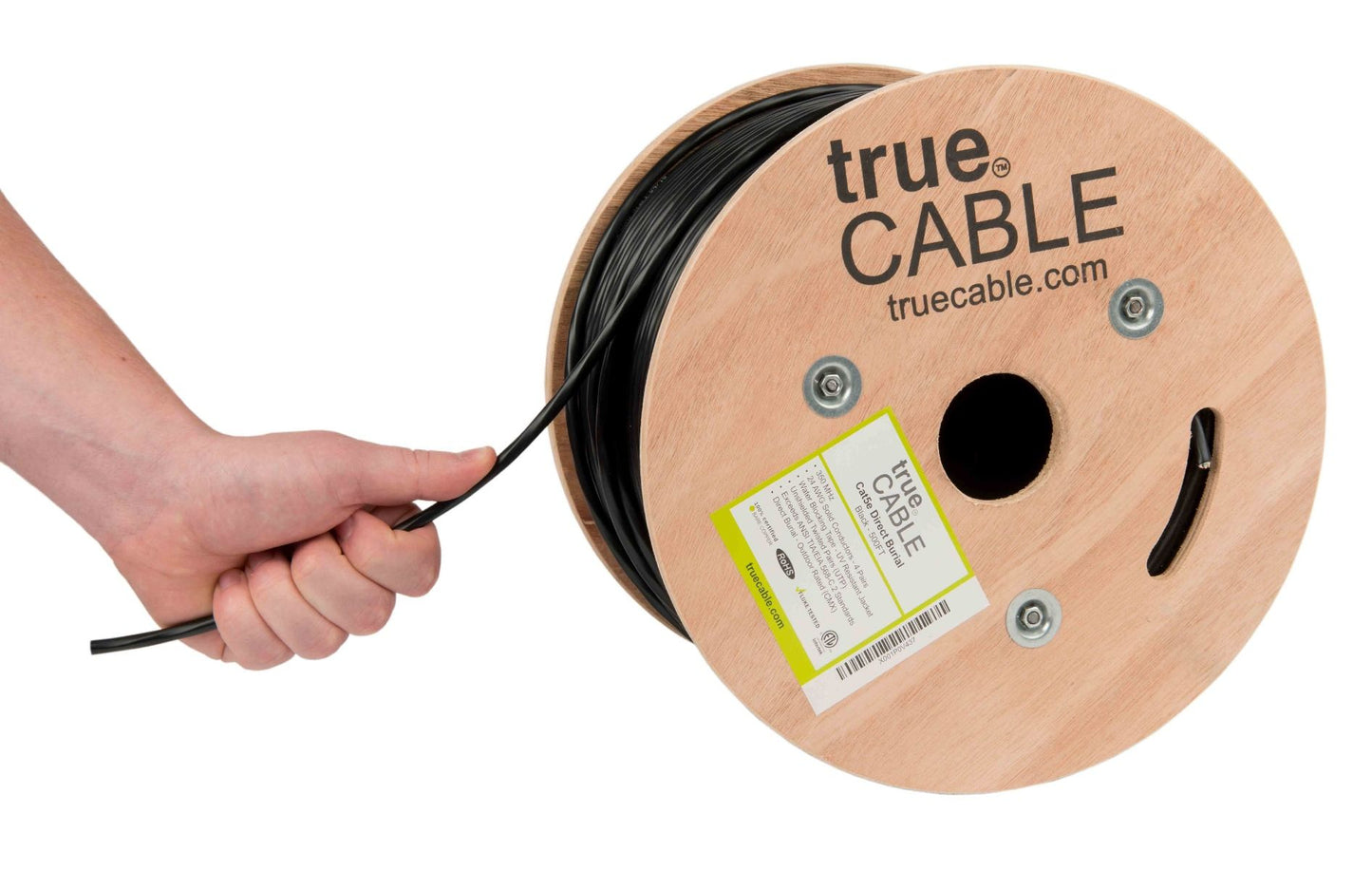 Cat5e Direct Burial Ethernet Cable, Unshielded, 500ft, Black