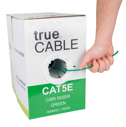Cat5e Riser Ethernet Cable, Unshielded, 1000ft, Green