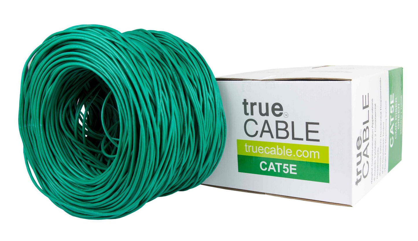 Cat5e Riser Ethernet Cable, Unshielded, 1000ft, Green