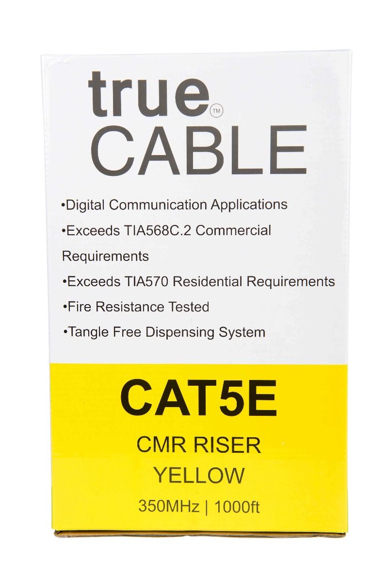Cat5e Riser Ethernet Cable, Unshielded, 1000ft, Yellow