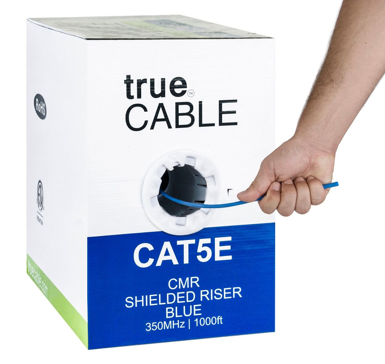 Cat5e Riser Ethernet Cable, Shielded, 1000ft, Blue