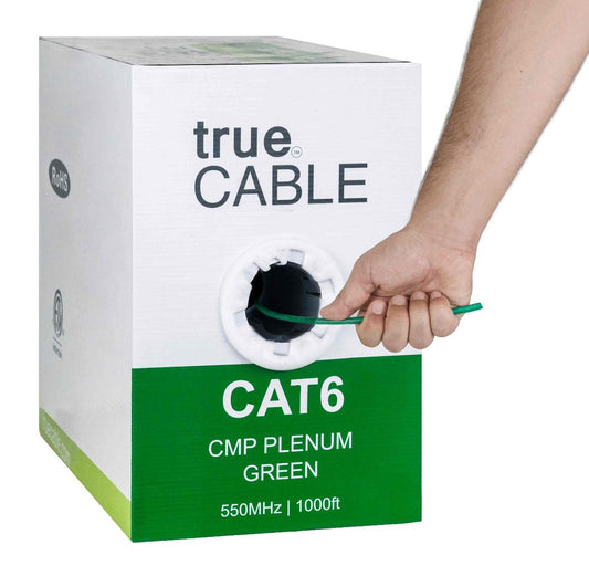 Cat6 Plenum Ethernet Cable, Unshielded, 1000ft, Green
