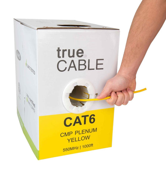 Cat6 Plenum Ethernet Cable, Unshielded, 1000ft, Yellow