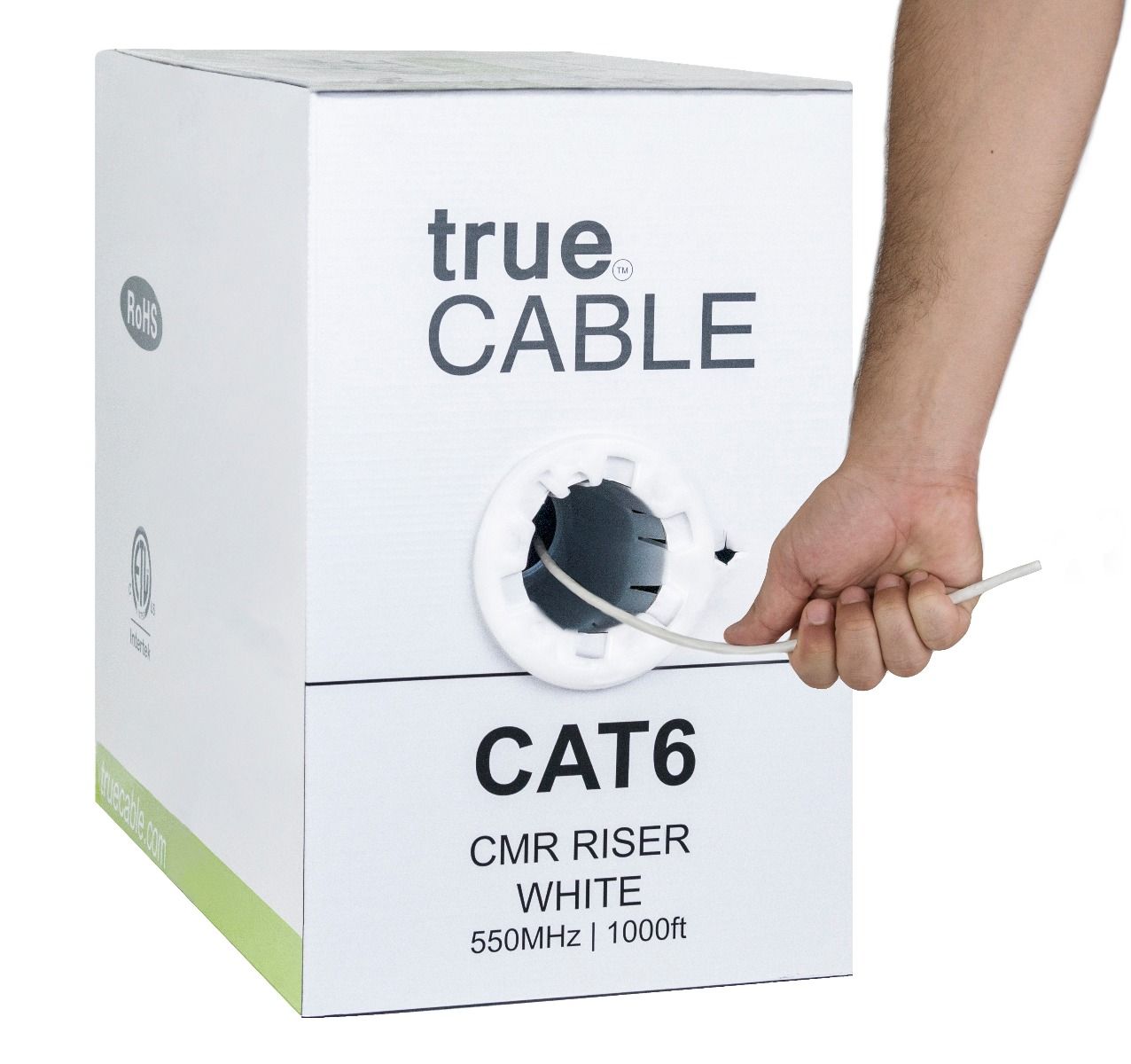 Cat6 Riser Ethernet Cable, Unshielded, 1000ft, White