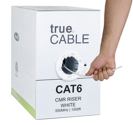 Cat6 Riser Ethernet Cable, Unshielded, 1000ft, White