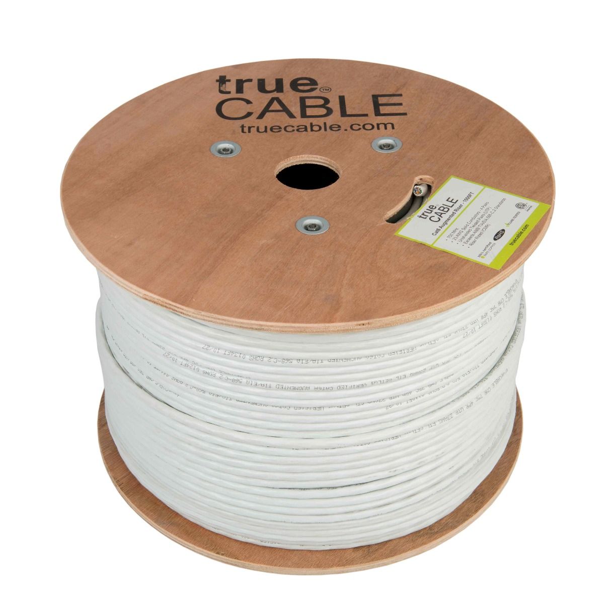 Cat6A Riser Ethernet Cable, Unshielded, 1000ft, White