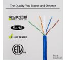 Cat6A Plenum Ethernet Cable, Unshielded, 1000ft, Blue